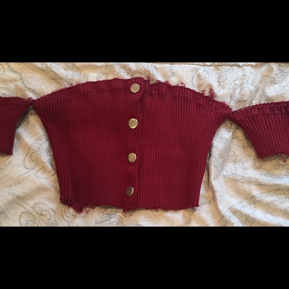 Burgundy/ Deep Red Off the shoulder crop top